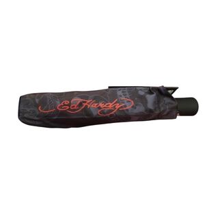 Ed Hardy Black Umbrella with Vibrant Red Design